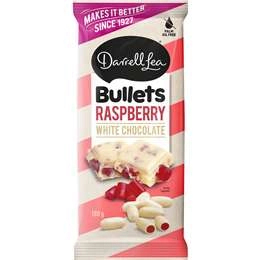 Darrell Lea White Chocolate Raspberry Bullets Block 180g