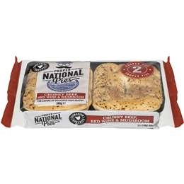 National Pies Chunky Beef, Red Wine & Mushroom Pies 2 Pack