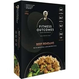 Fitness Outcomes Beef Rendang With Broccoli & Brown Rice Frozen Meal 350g