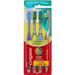 Colgate Toothbrush 360 Advanced Soft 4 Pack