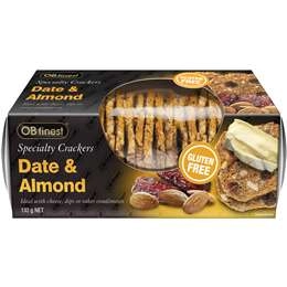 Ob Finest Gluten Free Date & Almond Crackers 130g