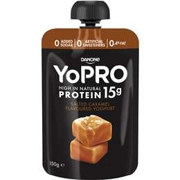 Yopro High Protein Yoghurt Pouch No Added Sugar Salted Caramel 150g