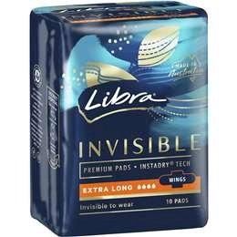 Libra Invisible Pads Goodnights With Wings 10 Pack