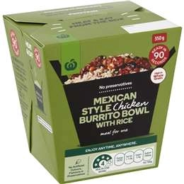 Woolworths Mexican Style Chicken Burrito With Rice 350g