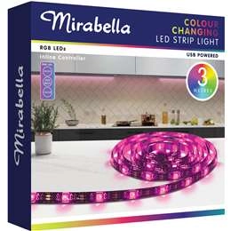 Mirabella Colour Changing Led Strip Light Usb 3 Metres Each