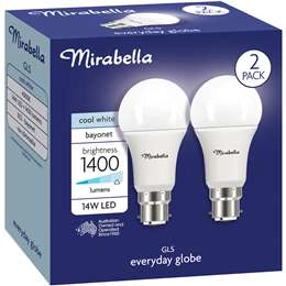 Mirabella Led Gls Bc 14w 1400lm Cool White Each