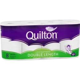 Quilton Double Length Toilet Tissue 3ply White 360 Sheets 8 Pack