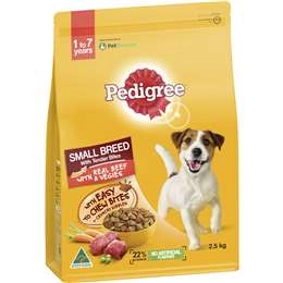 Pedigree Adult Small Breed Dry Dog Food With Real Beef & Veggies 2.5kg