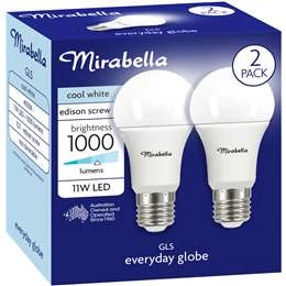 Mirabella Gls Es 11w 1000lm 4000k Cw  2 Pack