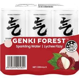 Genki Forest Sugar Free Sparkling Water Lychee Fizzy 330ml X6 Pack