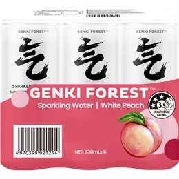 Genki Forest Sparkling Water White Peach 330ml X6 Pack