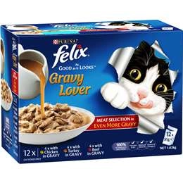 Felix Gravy Lover Meat Selection Cat Food 85g X 12 Pack