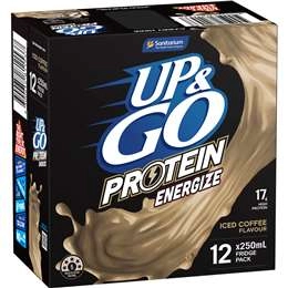 Up&go Protein Energize Iced Coffee Flavour Breakfast Drink 250ml X12 Pack