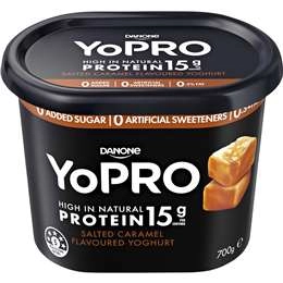 Yopro Danone High Protein Yoghurt No Added Sugar Salted Caramel 700g