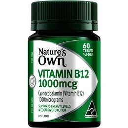 Nature's Own Vitamin B12 1000mcg Vitamin B Tablets For Energy 60 Pack