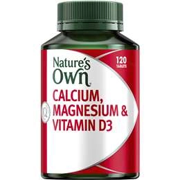 Nature's Own Calcium, Magnesium & Vitamin D Tablets For Bone Health 120 Pack