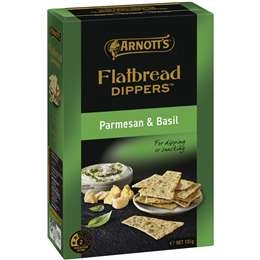 Arnott's Flatbread Dippers Parmesan & Basil Crackers 130g