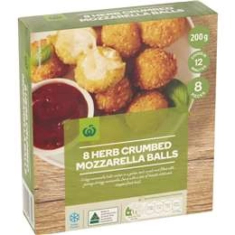 Woolworths Herb Crumbed Mozzarella Balls  8 Pack