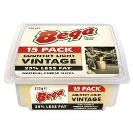 Bega Reduced Fat Cheese Slices Light Vintage 25% 250g