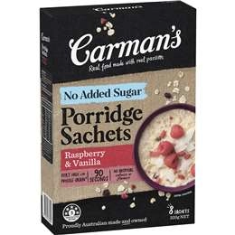 Carman's Porridge Sachets Raspberry & Vanilla 8 Pack