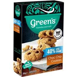 Green's Choc Chip Cookies 40% Less Sugar 350g