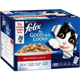 Felix Meat Menus In Jelly Cat Food Chicken, Beef & Lamb 24 Pack