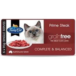 Fussy Cat Grain Free Adult Chilled Fresh Cat Food Prime Steak Mince 90g X5 Pack