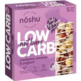 Noshu Low Carb Cranberry Coconut & Yoghurt Nut Bars 5 Pack