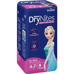 Huggies Drynites Night Time Pants For Girls 4-7 Years (17-30kg) 9 Pack