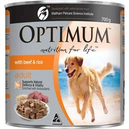 Optimum Adult Wet Dog Food With Beef & Rice Can 700g