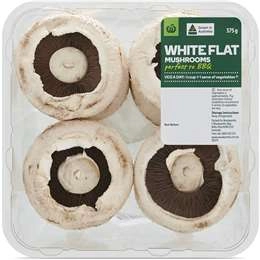 Woolworths White Flat Mushrooms Punnet  375g