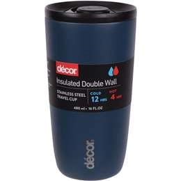 Decor Insulated Double Wall Travel Stainless Steel Cup Assorted 480ml