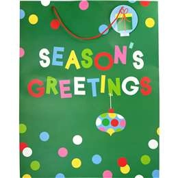 Christmas Gift Bag Seasons Greetings Jumbo Each