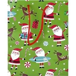 Christmas Gift Bag Santa Surfing Medium Each