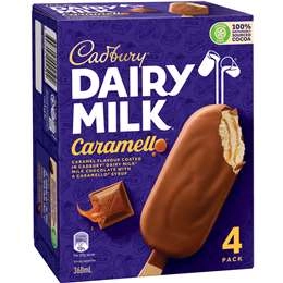 Cadbury Dairy Milk Caramello Frozen Dessert Sticks 4 Pack