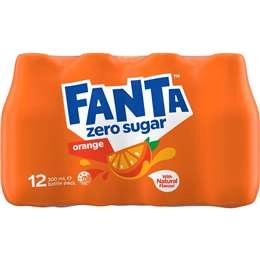 Fanta Orange Zero Sugar Soft Drink Bottles 300ml X 12 Pack