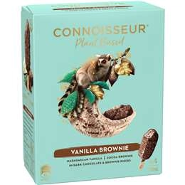 Connoisseur Plant Based Vanilla Brownie Frozen Dessert Sticks 4 Pack