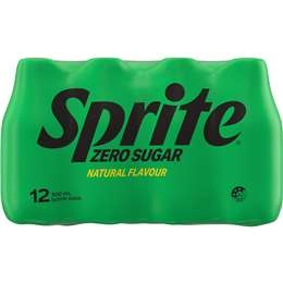 Sprite Zero Sugar Lemonade Soft Drink Mini Bottles 300ml X12 Pack