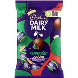 Cadbury Milk Chocolate Peppermint Christmas Baubles Bag 114g