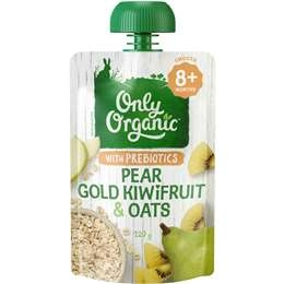 Only Organic Pear Gold Kiwifruit & Oats With Prebiotics 8+ Months 120g