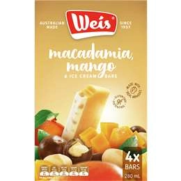 Weis Ice Cream & Fruit Bar Macadamia Mango Cream 70ml X 4 Pack