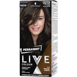 Schwarzkopf Live Colour Permanent Hair Colour 4.0 Medium Brown Each