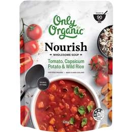 Only Organic Nourish Soup Tomato Capsicum Potato & Wild Rice 320g