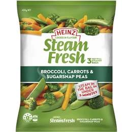 Heinz Steam Fresh Vegetables Frozen Veg Broccoli, Carrots & Peas 450g