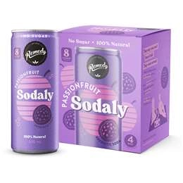 Remedy Passionfruit Sodaly Prebiotic Soda No Sugar Cans 250ml X4 Pack