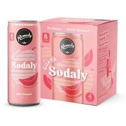 Remedy Guava Sodaly Prebiotic Prebiotic Soda No Sugar Cans 250ml X4 Pack