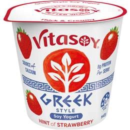 Vitasoy Greek Style Soy Yogurt Hint Of Strawberry 140g