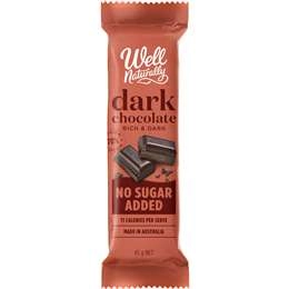 Well Naturally Dark Chocolate No Sugar Added Bar 45g