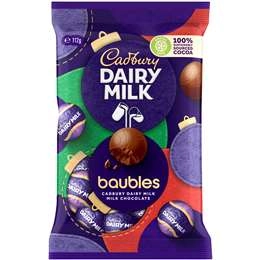 Cadbury Dairy Milk Chocolate Christmas Baubles Bag 112g