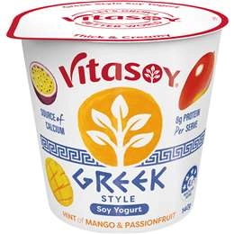 Vitasoy Greek Style Soy Yogurt Hint Of Mango & Passionfruit 140g